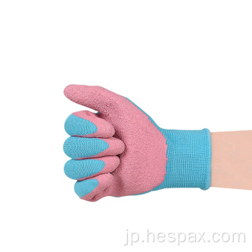 Hespax Kids Polyester Rubberラテックスフォームガーデニンググローブ